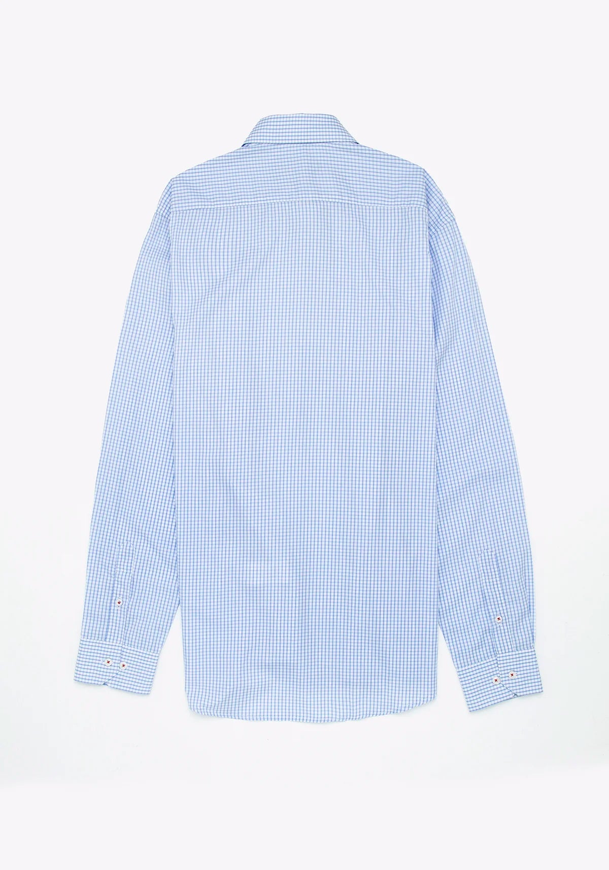 Camisa Popelín Cuadro Ventana Algodón Azul Claro